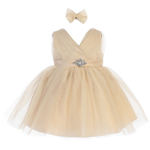 Baby Girls Satin Sash Pleated Tulle Flower Girl Dress 6-24M
